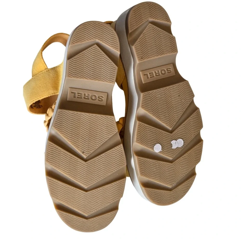 Sorel Yellow Platform Sandals Size 7 Braided Strap Suede Sporty Chic - Picture 6 of 6